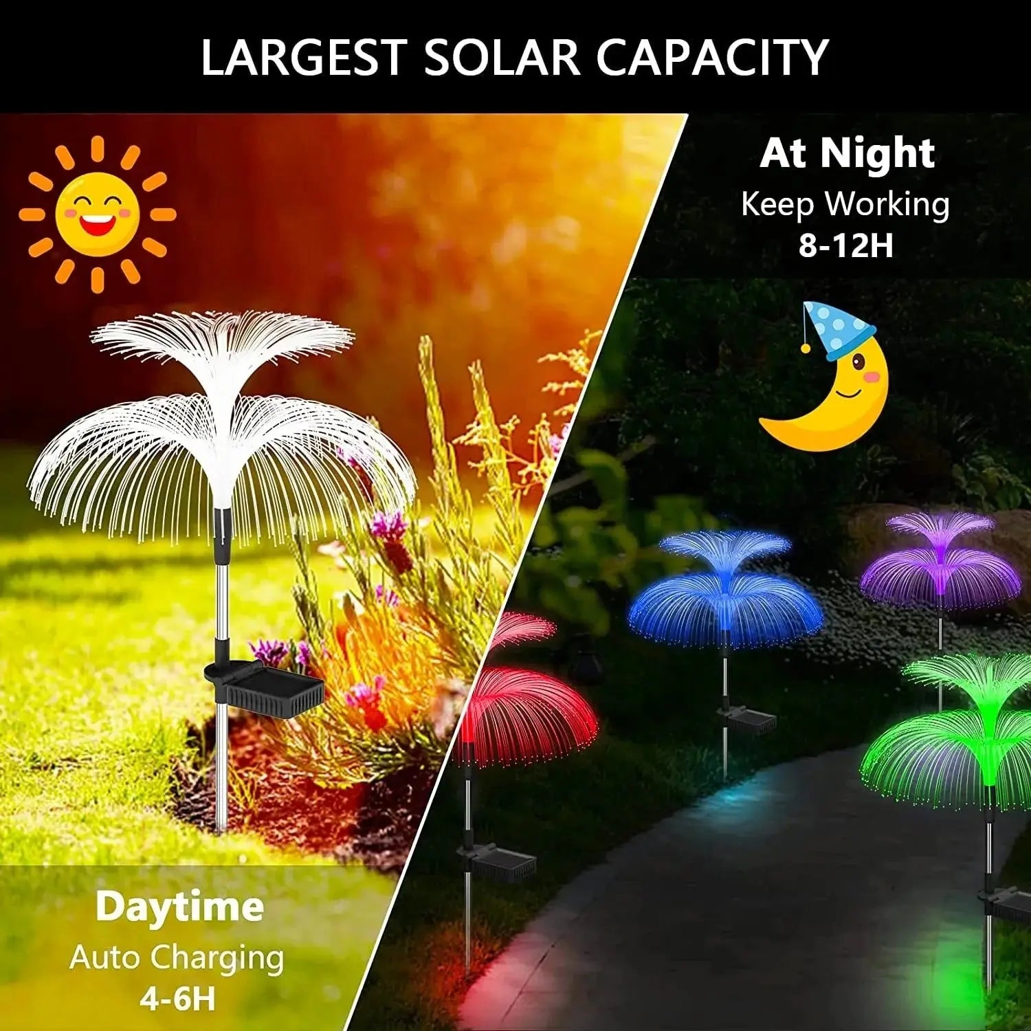1-10pcs 7Color Changing Outdoor Lamp Solar Jellyfish Lights Waterproof