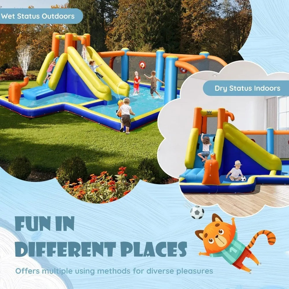 Inflatable Water Slide, Mega Water Soccer Waterslide Park GAINOOM LIFE Store