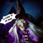 6 Foot Flying Witch Decoration, Halloween Props with Terrifying Sounds and Lights, Garden Lawn, Halloween Decoration Outdoor