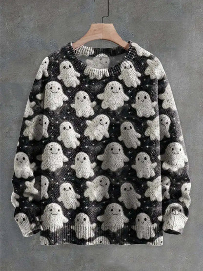 Autumn Winter Digital Printing Halloween Sweater Women Round Neck Party Club Knitwear Tops Casual Street Knit Jumpers Pullover