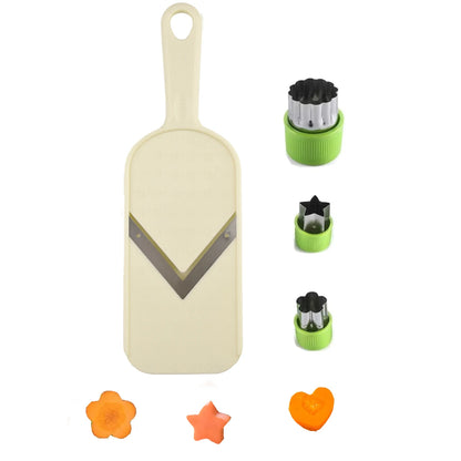 Multi Handheld Mandoline Slicer - Stainless Steel V Blade, with Cleaning Brush, Comfort Grip, Easy to Clean, for Kitchen, Vegeta