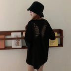2025 Summer Perspective Lace Butterfly Hollow Out Tshirts Street Fashion Backless T Shirt Women Loose Sexy Club Tee Shirts Top