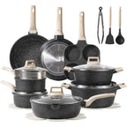 CAROTE 21Pcs Pots and Pans Set, Nonstick Cookware Sets, White Granite Induction Cookware Non Stick Cooking Set W/Frying Pans & Saucepans(Pfos, PFOA Free) Furniture Shopping Mall Store