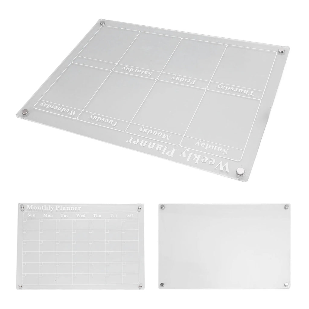3Pcs Acrylic Planning Board Set Acrylic Clear Dry Erase Blank Weekly Monthly Planner Board with 6 Pens 15.7x11.8inch