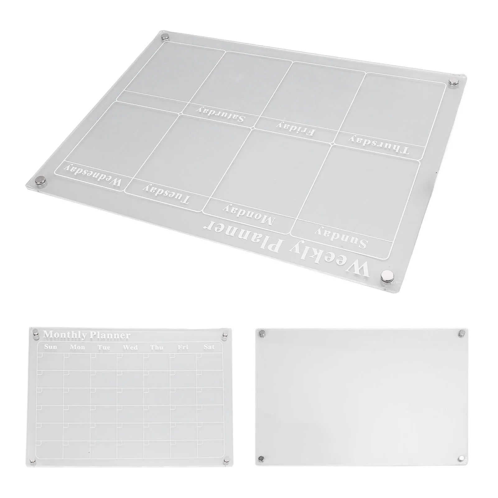 3Pcs Acrylic Planning Board Set Acrylic Clear Dry Erase Blank Weekly Monthly Planner Board with 6 Pens 15.7x11.8inch