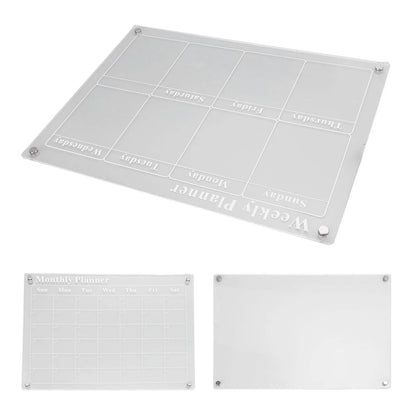3Pcs Acrylic Planning Board Set Acrylic Clear Dry Erase Blank Weekly Monthly Planner Board with 6 Pens 15.7x11.8inch
