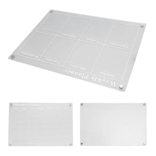 3Pcs Acrylic Planning Board Set Acrylic Clear Dry Erase Blank Weekly Monthly Planner Board with 6 Pens 15.7x11.8inch