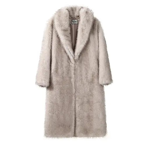 Neo Mint Luxury Mob Wife Aesthetic Long Faux Fur Coat Women Winter