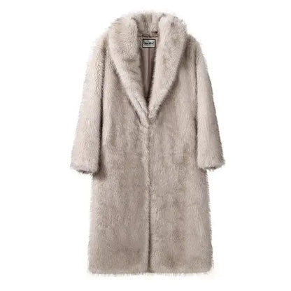 Neo Mint Luxury Mob Wife Aesthetic Long Faux Fur Coat Women Winter