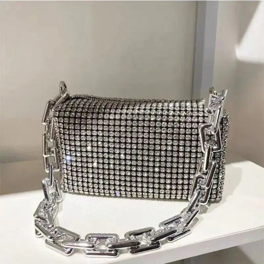 Allover Rhinestone Bucket Bag, Glitter Chain Prom Purse, Women's Mini Crossbody Bag (6.3*3.54) Inch Stone's Store