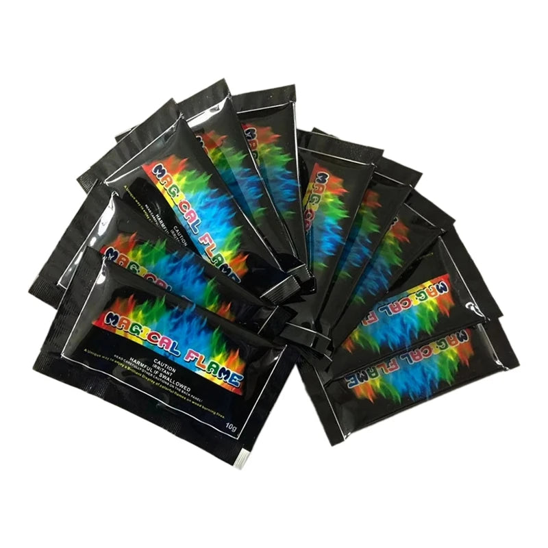 10 paquetes de fuego que cambian de color, polvo no tóxico para fogatas, hogueras y chimeneas, colores de llama seguros y vibrantes