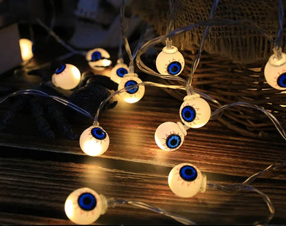 2025 Halloween Decoration Led Light String Pumpkin Skull Eyeball Shaped Lamp String  Trick Or Treat Lantern Horror Halloween Day