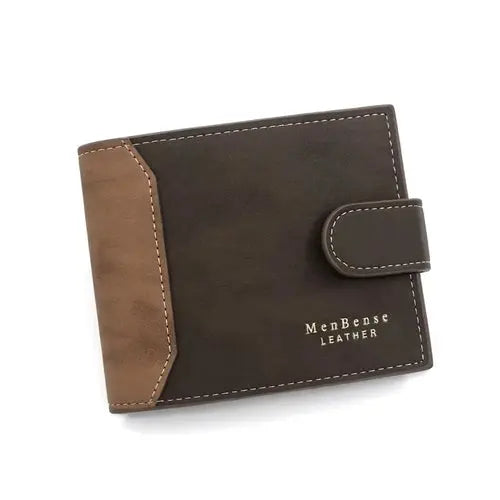 Billetera para hombre con cierre de broche Tarjetero de negocios Estuche Monedero corto para hombre de PU