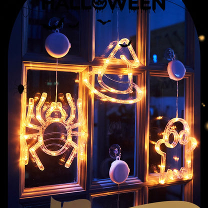 Halloween Lantern Festival Party Decoration Ghost Lantern Pumpkin Hanging Lantern Spider Web LED Suction Cup Lamp