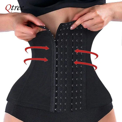 Qtree Dress Slimming Waist Trainer Belt Shapewear Women Belly Cincher Body Shaper Fat Compression Strap Girdles Firm Hook Corset Qtree Shapers Store