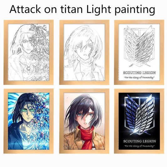 Attack On Titan Anime Figure Customized Night Light Painting Decor