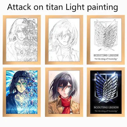 Attack On Titan Anime Figure Customized Night Light Painting Decor