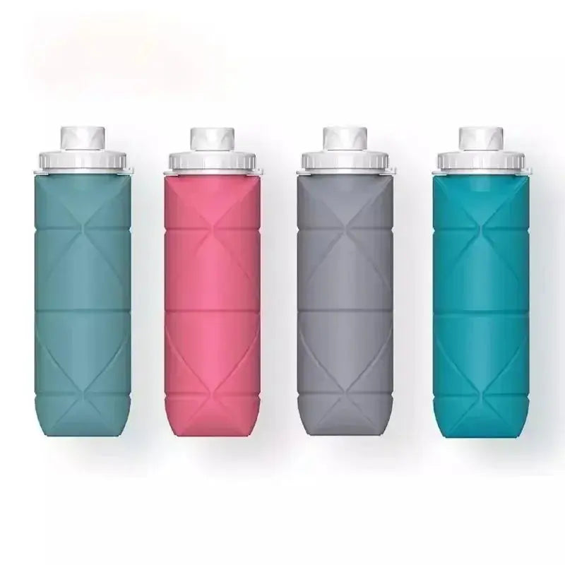 1Pc 600ml Foldable Space-saving Portable Reusable Silicone Sport Water