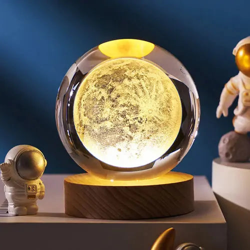 View details for 3D Crystal Ball LED Night Light Moon Saturn Planets Lamp Galaxy 