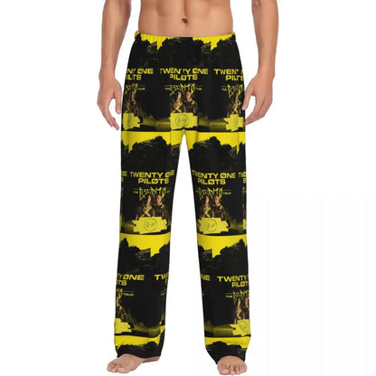 Custom T-Twentys One P-Pilots Rock Logo Hot Pajama Pants Men's Lounge Sleep Stretch Sleepwear Bottoms with Pockets