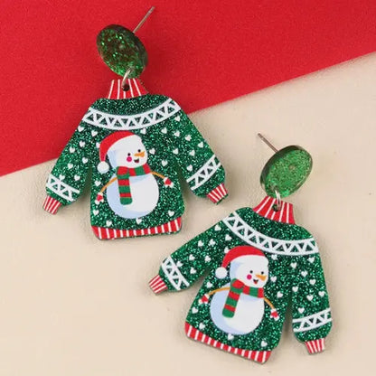 View details for Acrylic Sweater Christmas Earrings Snowflakes Santa Claus Cartoon