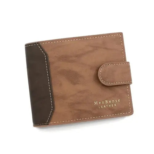 Billetera para hombre con cierre de broche Tarjetero de negocios Estuche Monedero corto para hombre de PU