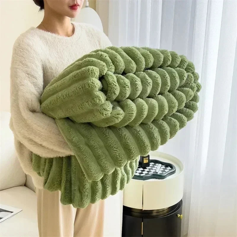 Snuggle Up in Softness: Coral Fleece Bunny Plush Blanket Shop1102735123 Store