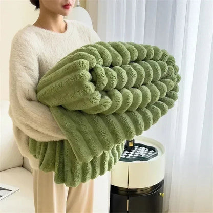 Snuggle Up in Softness: Coral Fleece Bunny Plush Blanket Shop1102735123 Store
