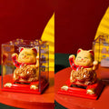 Solar Waving Lucky Cat: Eco-Friendly Maneki Neko for Home and Office Good Fortune ACCHAMP Store
