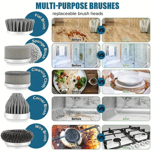 6 in 1 Electric Spin Scrubber,Bathroom Cleaning Brush Power Scrubber