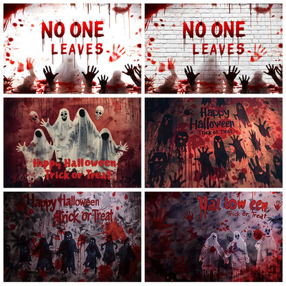 Horror Halloween Backdrop Blood Splatter Ghosts Bloody Handprints Haunted House Party Decor Photography Background Photo Studio