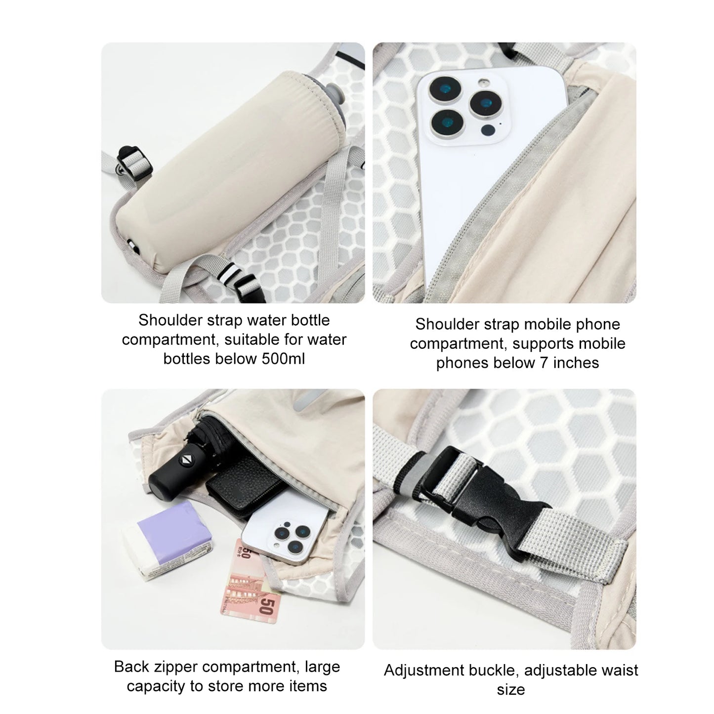 Running Water Bottle Storage Vest Lightweight  Running Vest Reflective Hydration Water Chest Pack With Phone Holder Cycling Vest