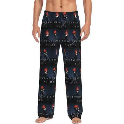 Custom T-Twentys One P-Pilots Rock Logo Hot Pajama Pants Men's Lounge Sleep Stretch Sleepwear Bottoms with Pockets