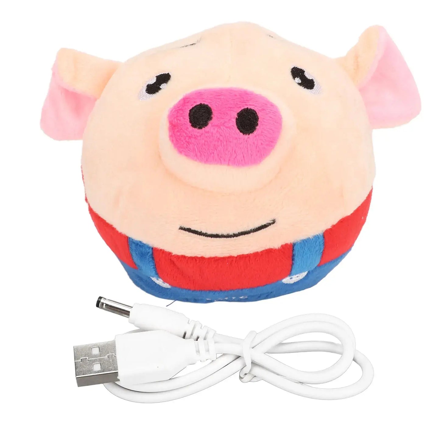 Pet Bouncing Ball USB Rechargeable Interactive Washable Cartoon Pig