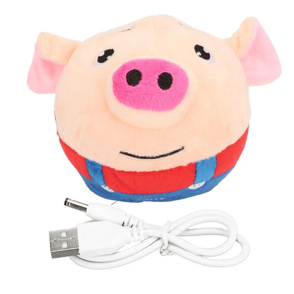 Pet Bouncing Ball USB Rechargeable Interactive Washable Cartoon Pig