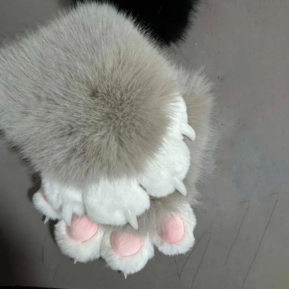 Kawaii Cartoon Cosplay Costume Gloves Furry Fursuit Kigurumi Plush Cat Paw Gloves Thicken Warm Cat Claw Mittens Gifts