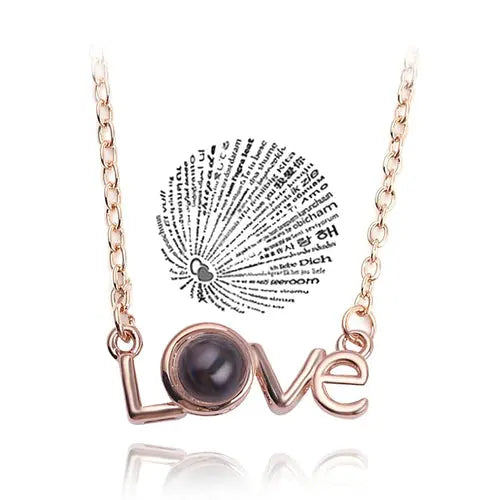 Collar de Proyección 100 Idiomas Te Amo Colgante Collares Para