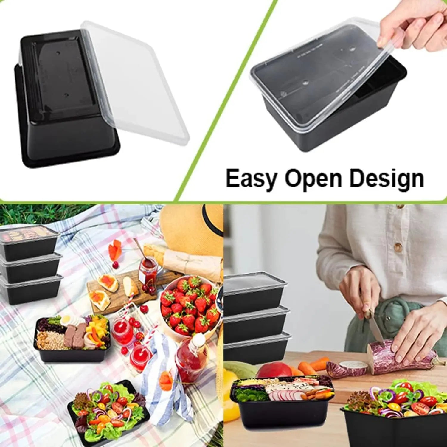 26 OZ Stackable  Meal Prep Containers, Microwavable Reusable