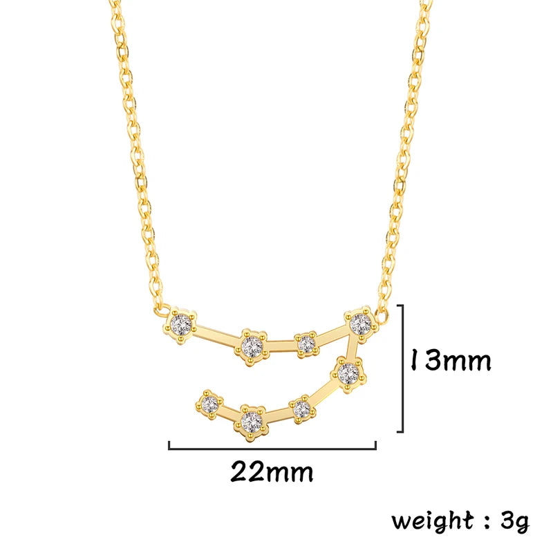 Lucktune Zircon Constellation Pendant Necklace Libra Virgo Zodiac Necklace for Women Stainless Steel Birthday Jewelry Gifts 2025 lucktune Official Store