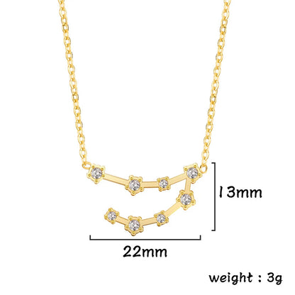 Lucktune Zircon Constellation Pendant Necklace Libra Virgo Zodiac Necklace for Women Stainless Steel Birthday Jewelry Gifts 2025 lucktune Official Store