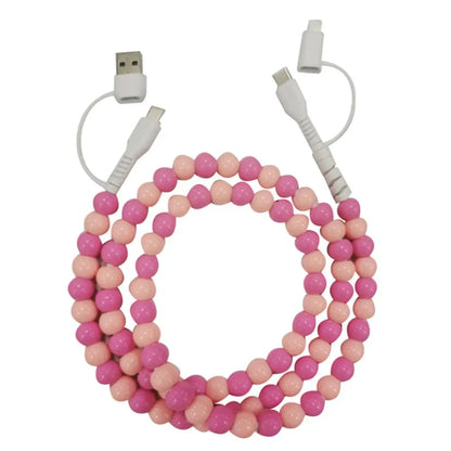 4-in-1 Beaded Charging Cable – 66W Fast Charge for All Devices!