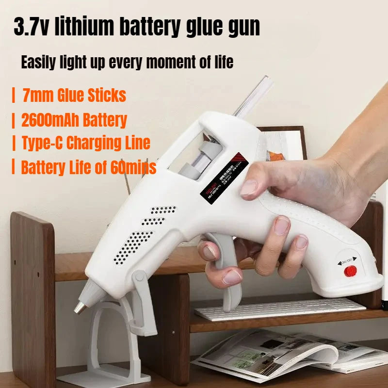 Mini Pink Rechargeable Hot Silicone Gun,7mm Portable Cordless Glue Gun 3.7V,60 Min Use,Type-C Charging, Kids DIY Crafts Tools ATOTOOL Store