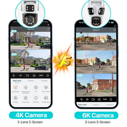 Three Lens PTZ IP Camera Outdoor 6K HD Three Screen WiFi Security Camera Auto Tracking 4K Dual Len Wirelss CCTV Camera iCsee Stone's Store