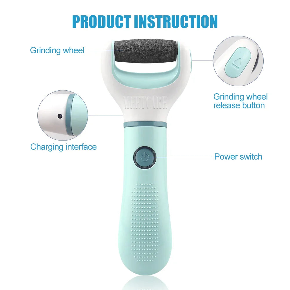 Pulidor Eléctrico Inalámbrico de Pies para Pedicura Quita Callos Piel Muerta Grietas - Eliminador de Piel Dura Recargable Impermeable Limpiador de Pies