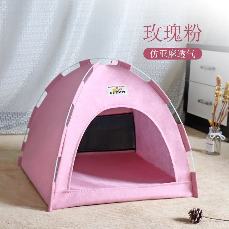 Pet Tent Bed Removable Cat Sofa Basket Canvas Semi-enclosed Cat House Dog Cave Hut Cat Sleeping Bed for Room Decor Pet Supplies