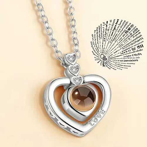 Collar de Proyección 100 Idiomas Te Amo Colgante Collares Para