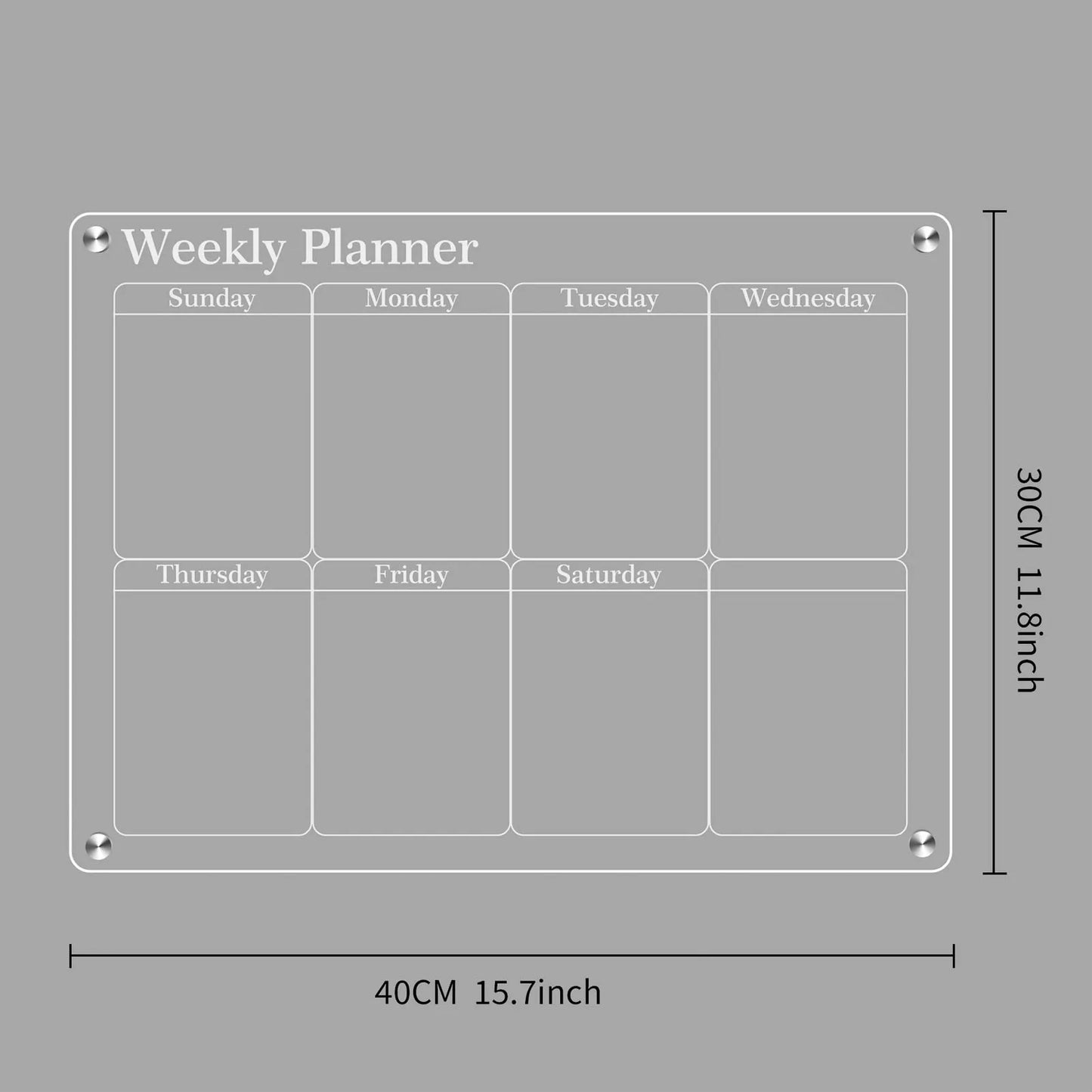 3Pcs Acrylic Planning Board Set Acrylic Clear Dry Erase Blank Weekly Monthly Planner Board with 6 Pens 15.7x11.8inch