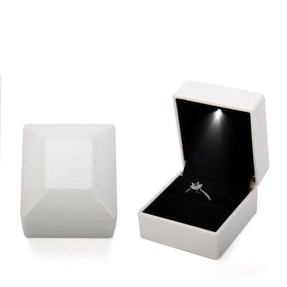 LED Jewelry Ring Box with Llight Luxury Crown Earrings Pendant Storage Display Proposal Wedding Gift Box Jewelry Organizer Box