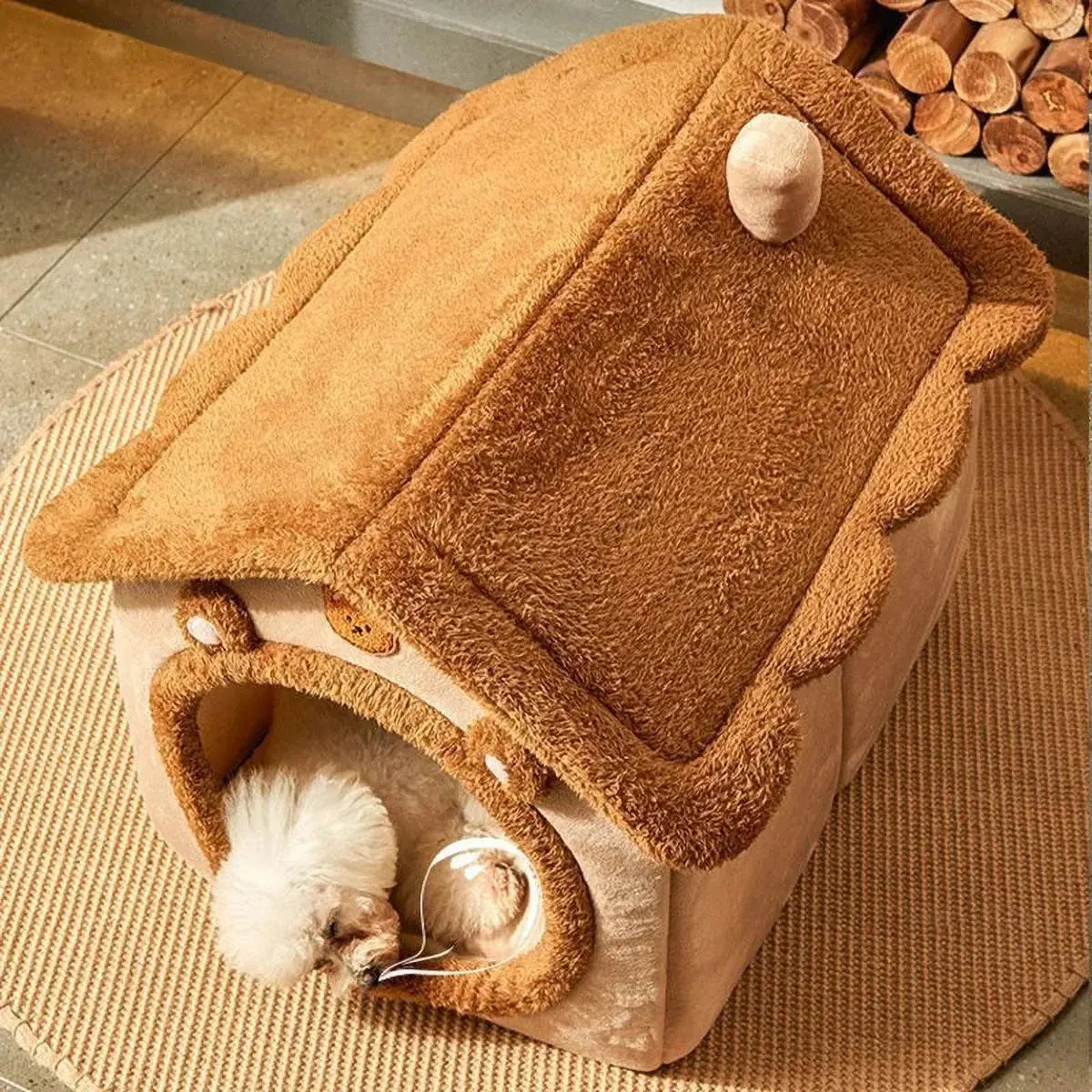 Cartoon House Pet Bed – Arctic Fleece & Plush, Removable & Washable, Ideal for Cats & Small Dogs Shop1103328158 Store