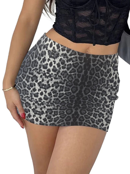 Women Leopard Print Bodycon Mini Night Club Skirt High Waist Ruched Slim Fit Tight Sexy Skirts Y2K Going Out Summer Pencil Skirt Sinosense Store